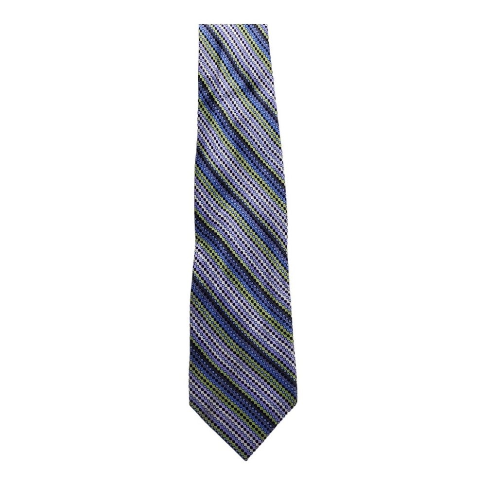Marco Biella Geometric Pattern Purple 100% Silk Necktie